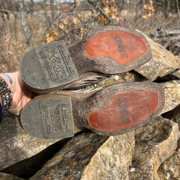 Corral Boots Cross Angel Wings Black Glitter Inlay Square Toe Cowgirl A1197 5M - Picture 6 of 8